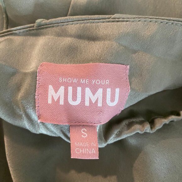 Show Me Your MuMu Romance Ruffle Dress - S (Moss Green Luxe) - Picture 6 of 6